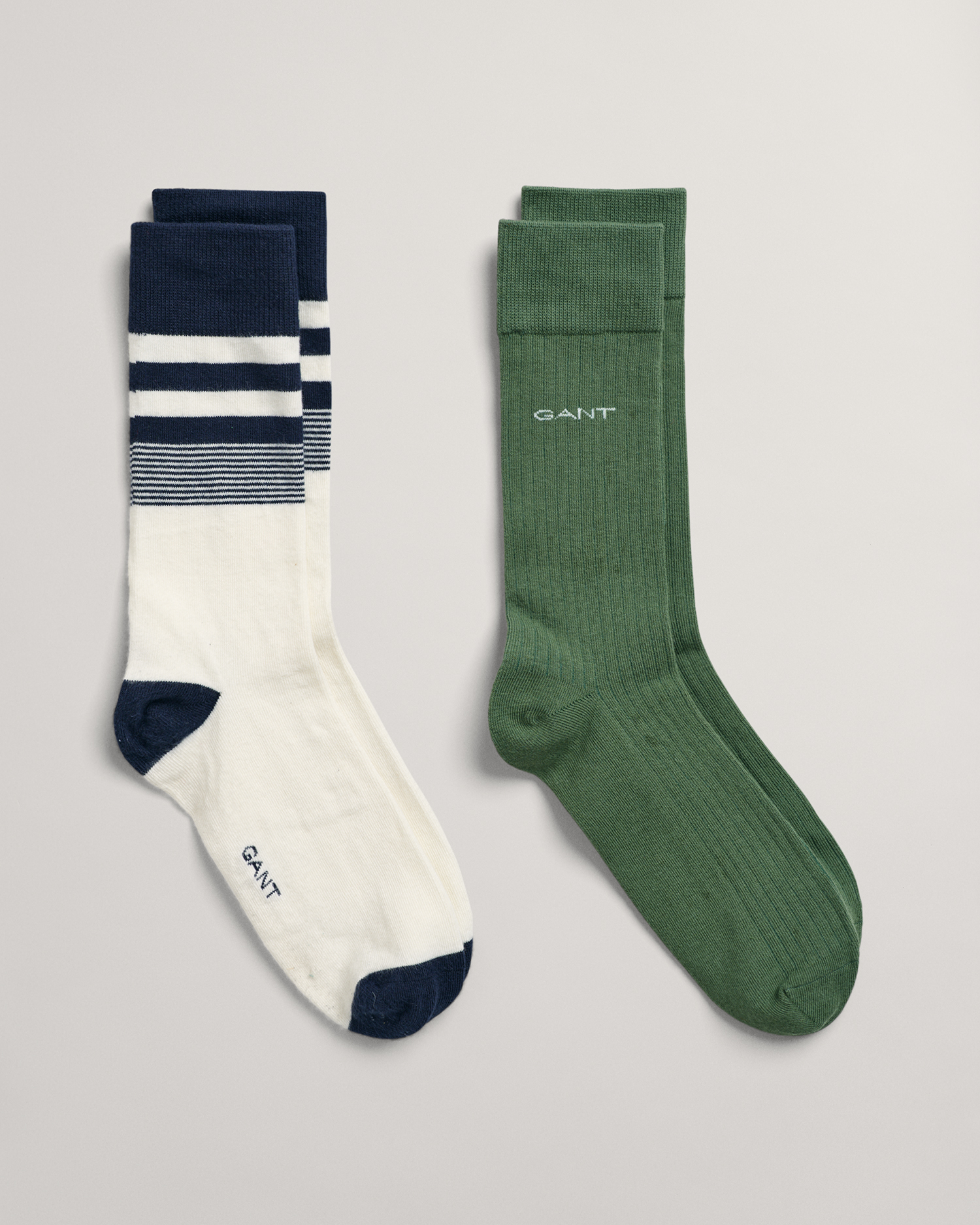 Lot de 2 paires de chaussettes montantes unisexe en coton rayé